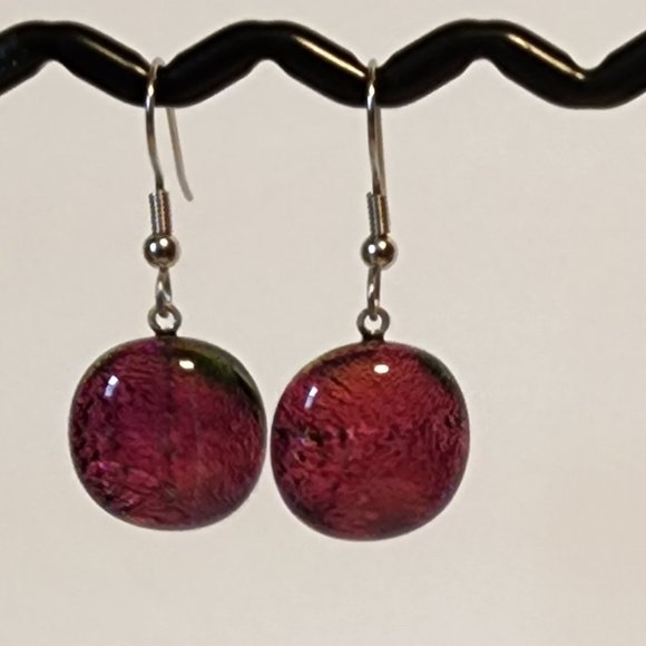 Allie Cat Dichroic Glass Earrings - Picture 1 of 3